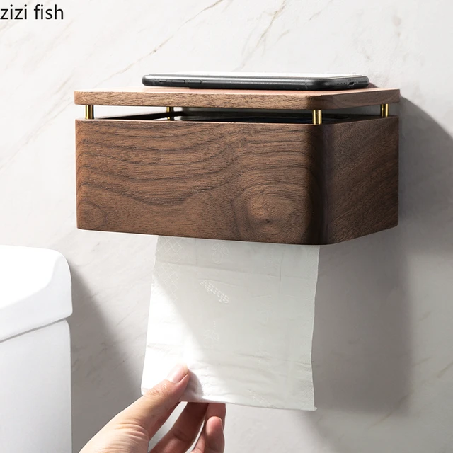 Walnut Tissue Holder Wood Toilet Paper Holder Paper Towel Holders Wall Shelf  Napkin Holders Paper Roll Holder Paper Towel Rack - AliExpress