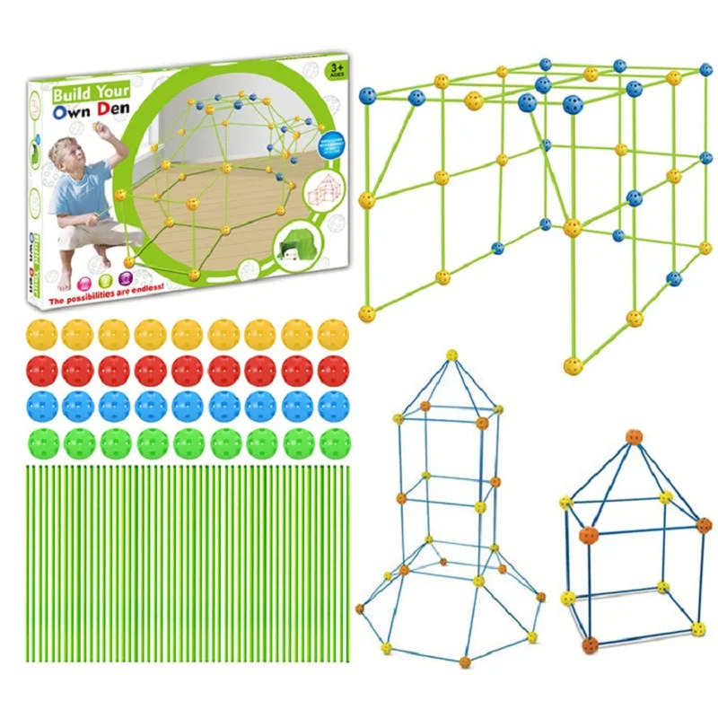 DIY tent Kids Construction Fort Toys Building Castles Tunnels Tents Kit 3D Play House Building Toys For XMAS Gift Building Block 2