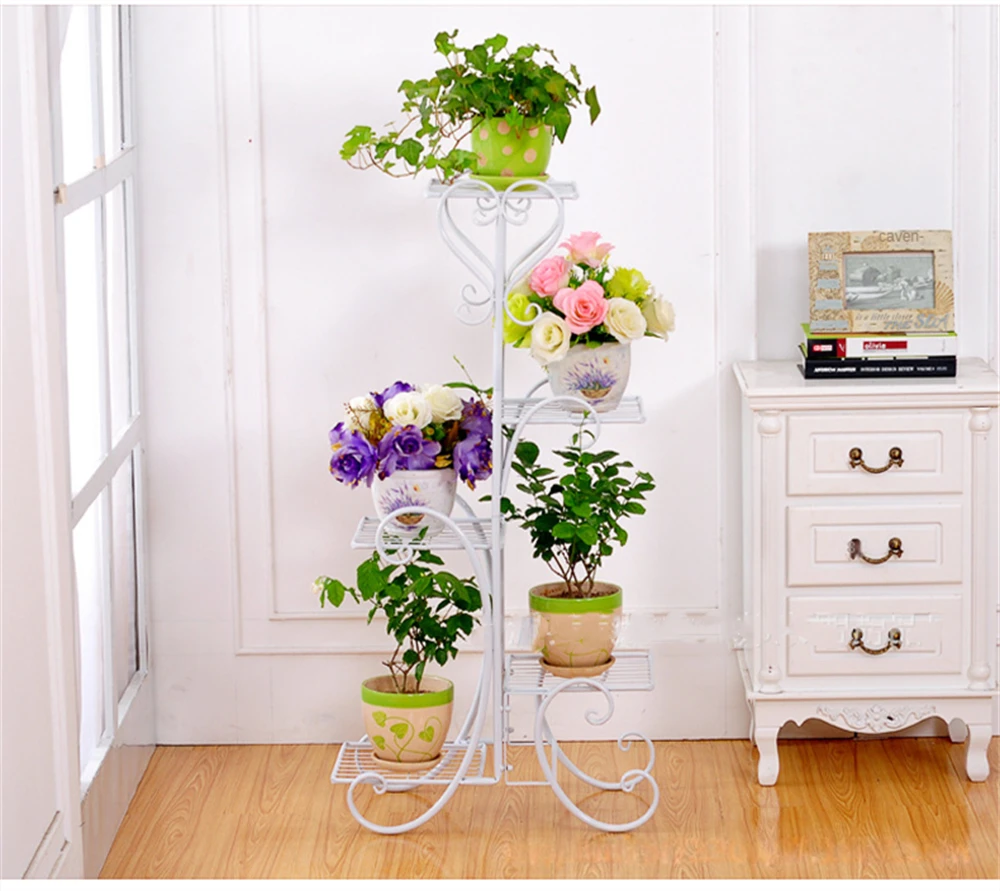 Plant Stand Flower Pot Shelves Metal Wrought Iron Display Flowers Shelf for Living Room Balcony Garden Terrace Storage Organizer