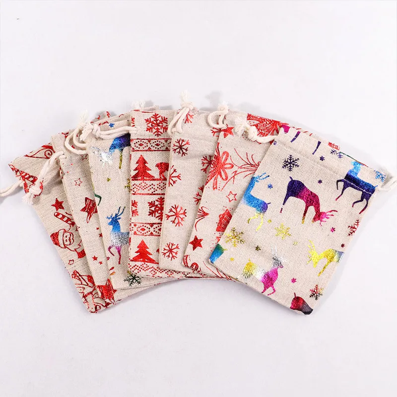Christmas Drawstring Gift Bag Candy Jewelry Packaging Bags Xmas Decoration 5Pcs christmas gift bags gift bags