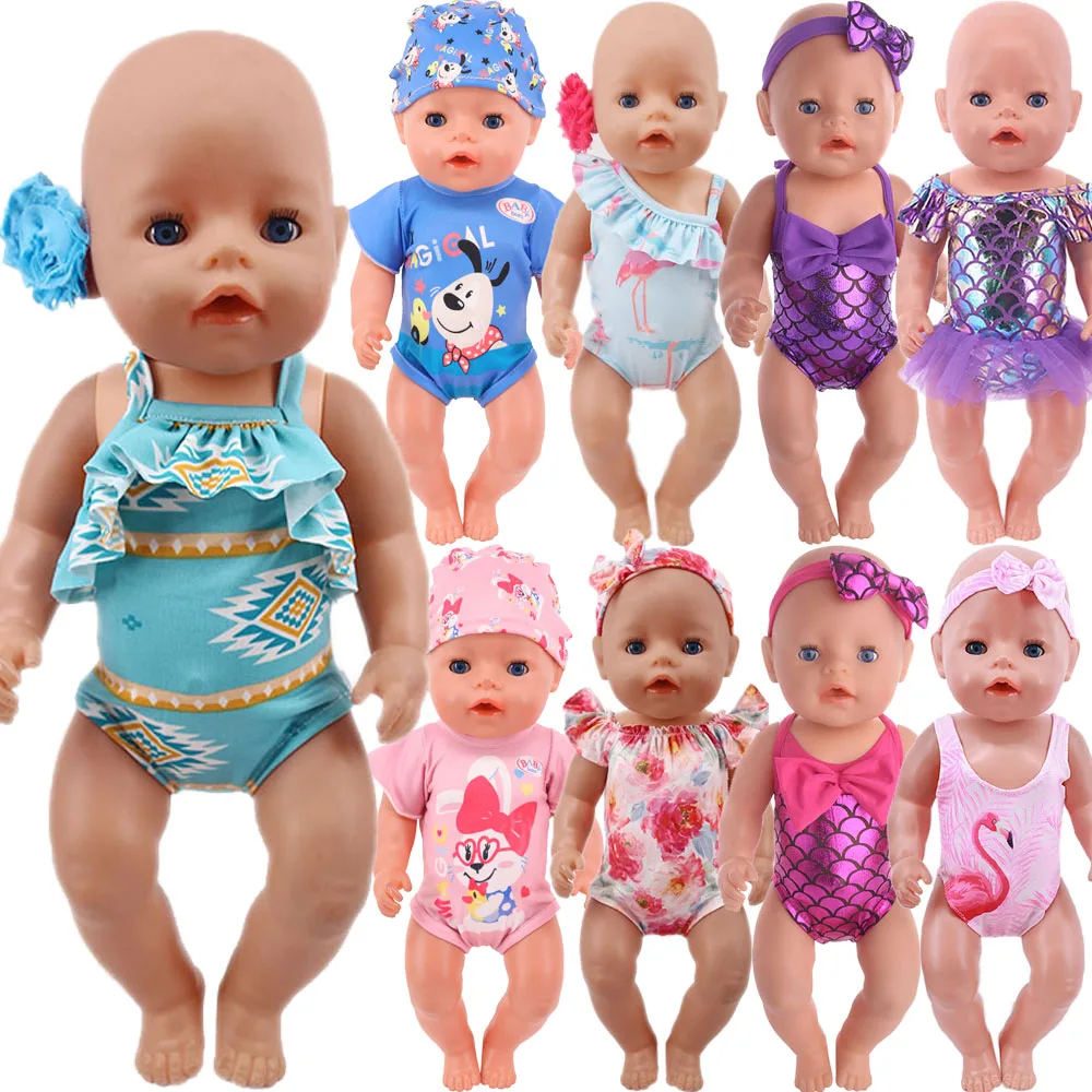 Head Flower Swimsuit Fish Scale Style For 43Cm Baby Items&18Inch American Doll Girl,Generation Born Baby Accessories For Clothes ho scale 1 87 bachmann baldwin series american steam locomotives multiple choices bulk without box