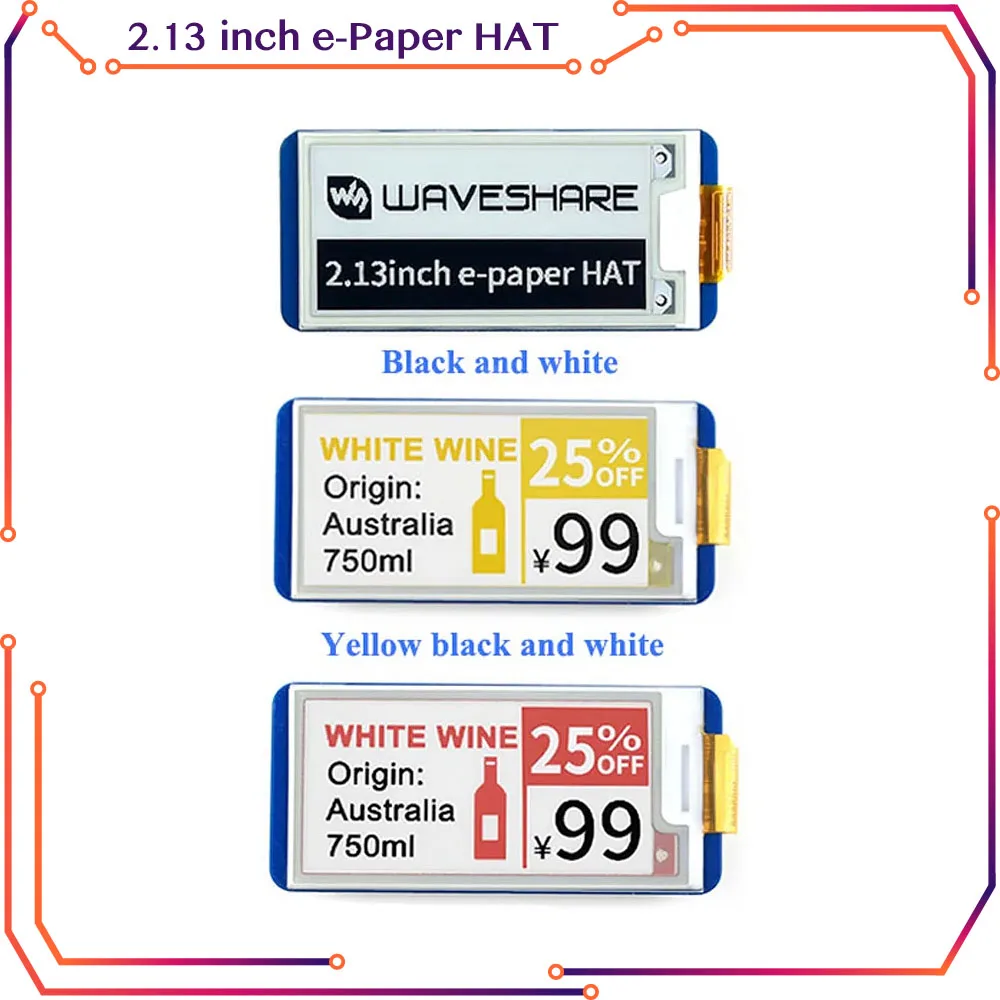 

Raspberry Pi 4 B 2,13 дюйма E-Ink экран дисплея e-paper Hat для Raspberry Pi 4B/3B +/3B/Zero Jetson Nano для Arduino STM32