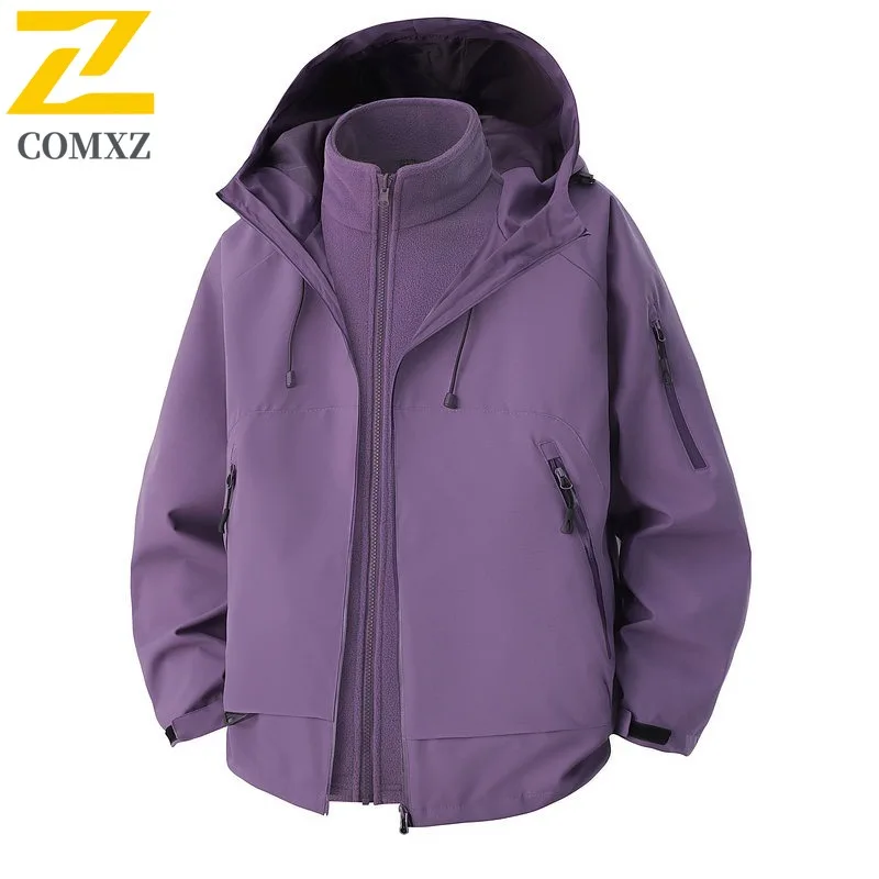 COMXZ Men Winter Clothing High Quality Outdoor Adventure Wind Resistant Motorcycle Coat Stylish Hooded Lightweight Outerwear