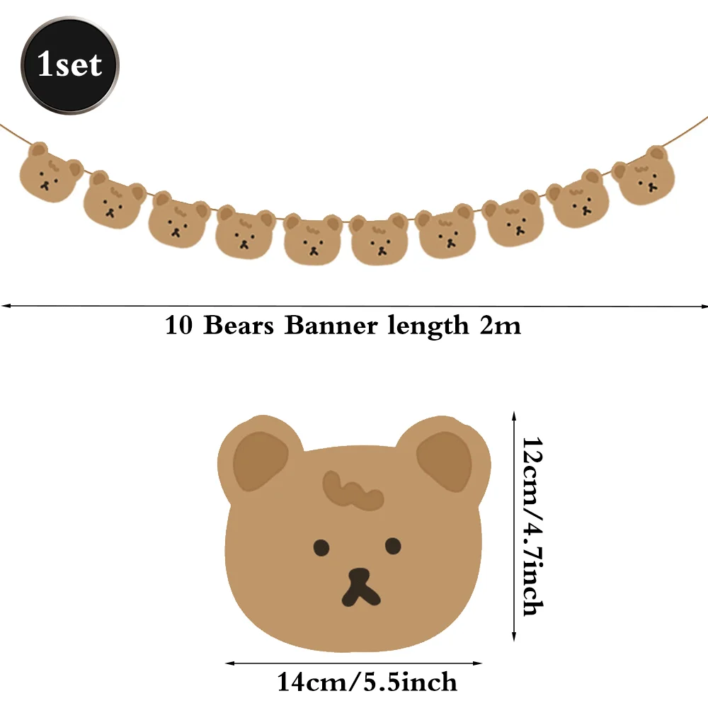 Kinder Teddybär Party Dekoration Filzhut Alles Gute zum Geburtstag Banner Folie Bär Nummer Luftballons Jungen 1. Geburtstag Babyparty Zubehör – Detail 32