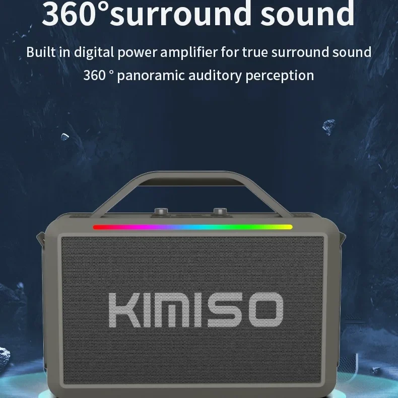 KIMISO Karaoke Bluetooth speaker wireless subwoofer portable speaker Bluetooth 5.3 with dual microphone 7200mAh battery FM radio 3