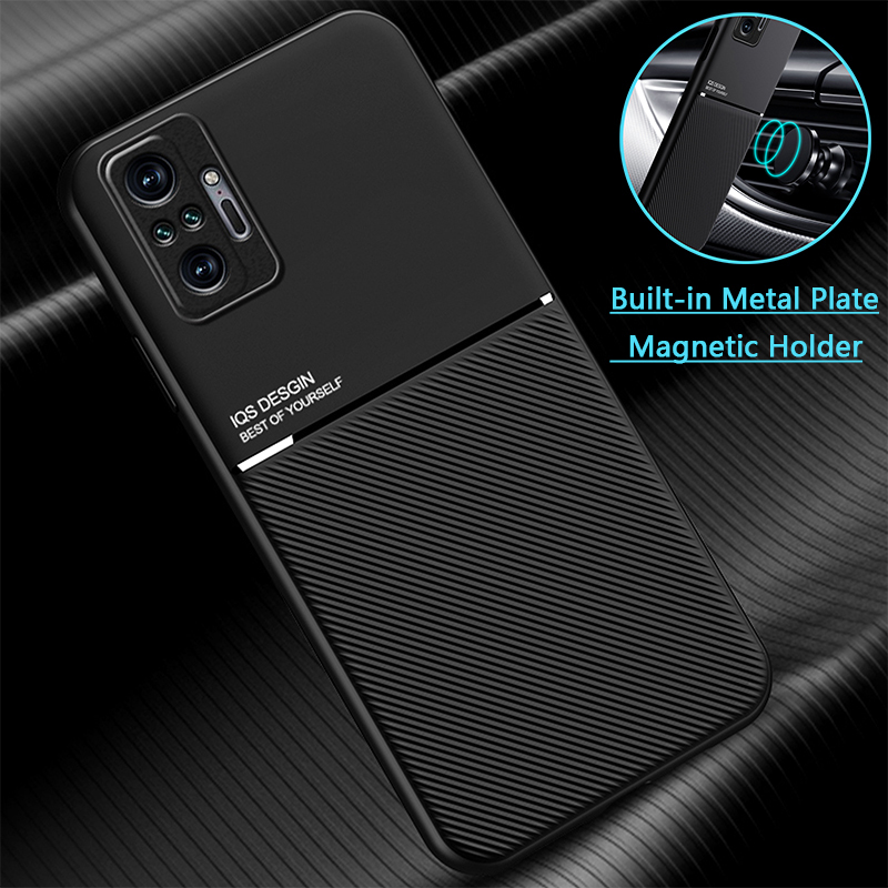 For Xiaomi Redmi Note 10 10S Case Car Magnetic Holder Leather Phone Case For Redmi Note 10 Pro Max Note10 S Silicone Back Cover