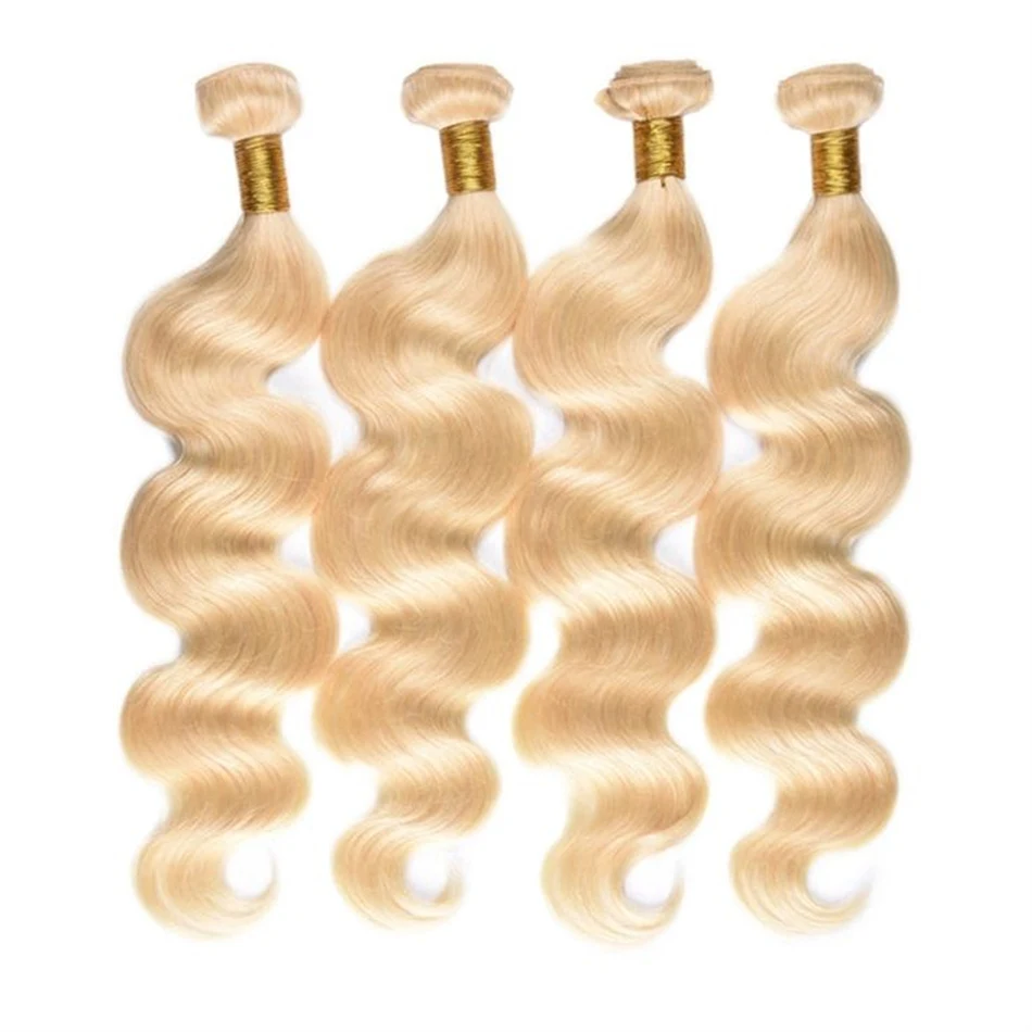 Extensiones de cabello humano Remy brasileño para mujer, mechones ondulados de color rubio miel, 8-40 pulgadas, 1, 3, 4 mechones, 613