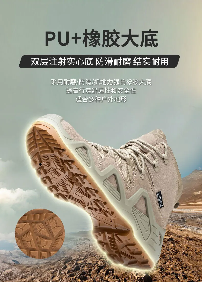 Description Picture 6 of itemHiking Shoes Men Combat Boots Leather Lace Up Ankle Boot Work Shoes for Wear-resistant Desert Field shoes