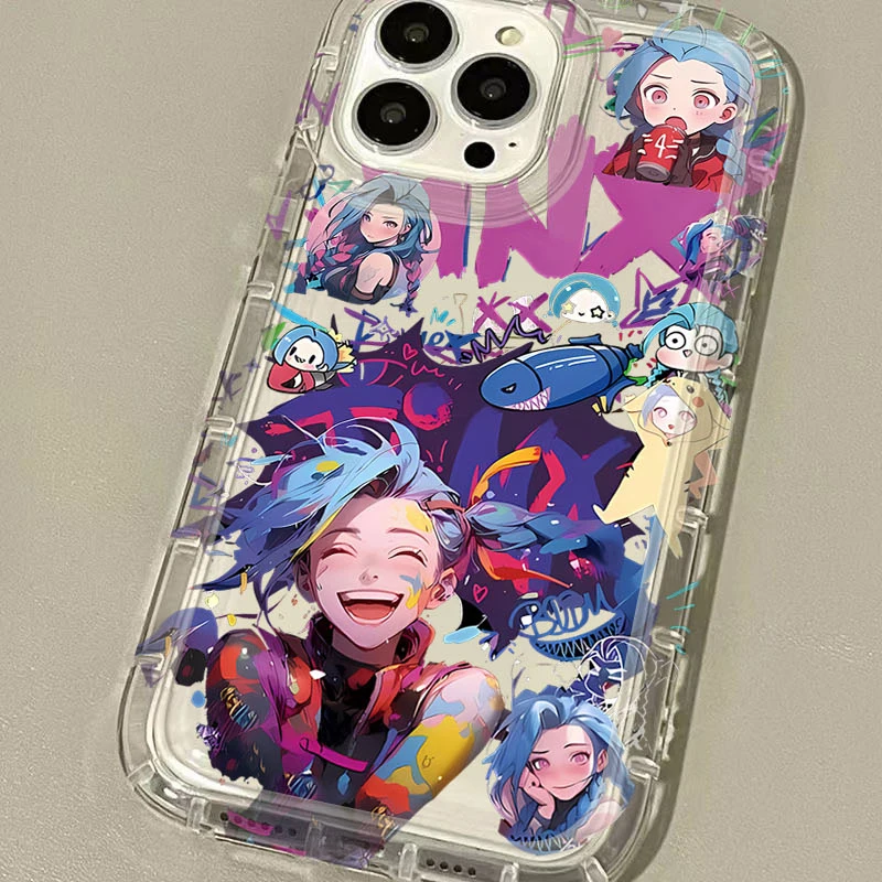 Shockproof Clear Silicone Back Cover with Game Arcane Jinx Design