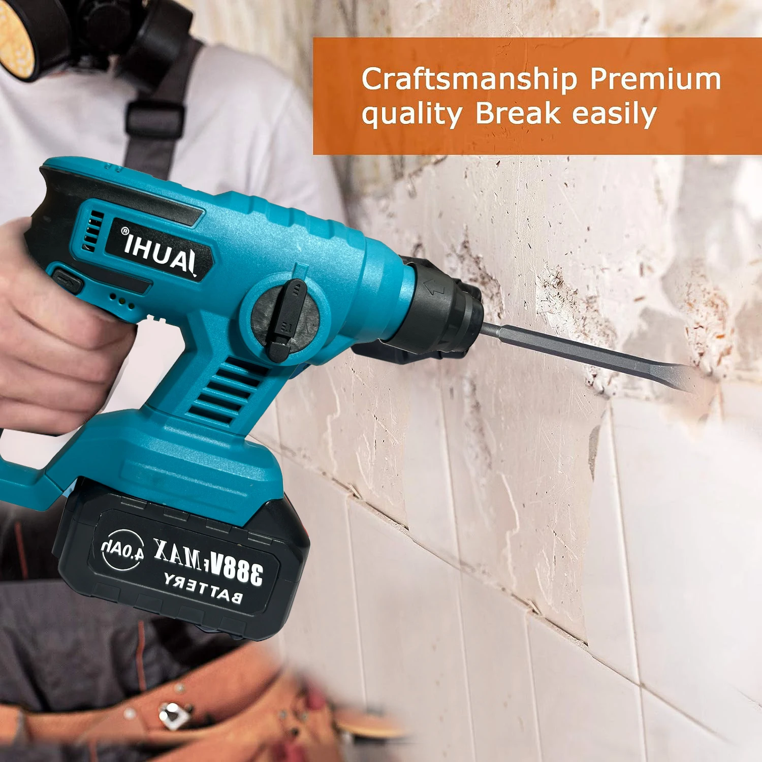 JAUHI 1000W 8600IMP Rechargeable Electric Hammer Cordless Multifunction Hammer Impact Drill Power Tool for Makita 18V Battery 5