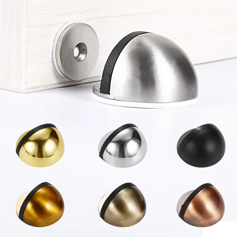 

304/201 Stainless Steel Magnetic Non Punching Door with Magnetic Ground Absorption Rubber Semi Circular Anti-collision Door Stop