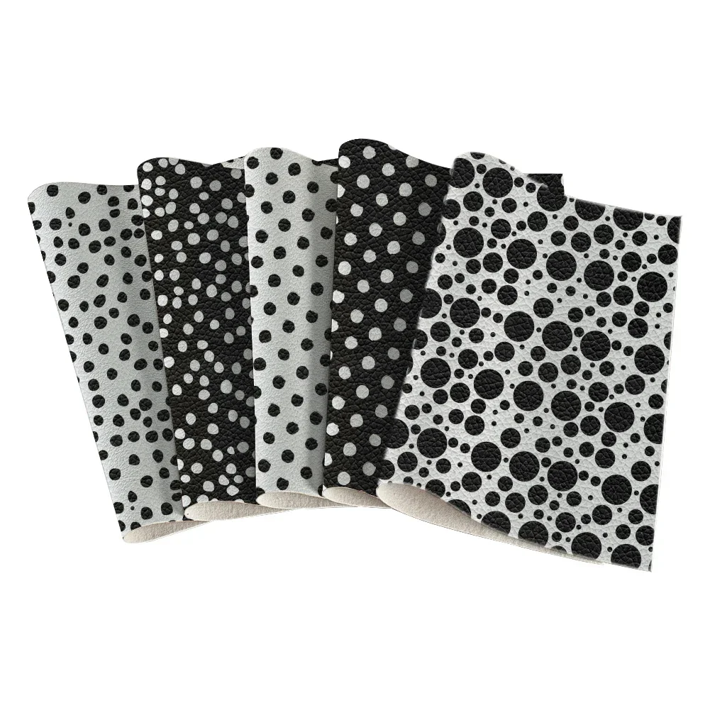 흑백 도트 프린트 패턴 인조 가죽 패턴 DIY 쥬얼리 귀걸이 공예 제작용 22*30cm