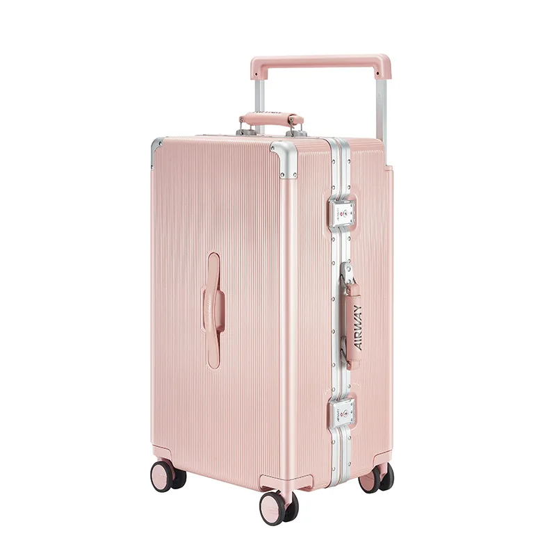 Luggage Thick and Wide Pull Rod Suitcase Aluminum Frame Box Pc26-Inch 28-Inch Large Capacity Luggage Business Travel Suitcase