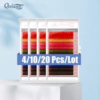 Qeelasee 4 /10/20 trays/lot 8 Colors Rainbow Colored Color Purple Blue Brown Green Red  Pink Yellow lash Extensions Individual 1