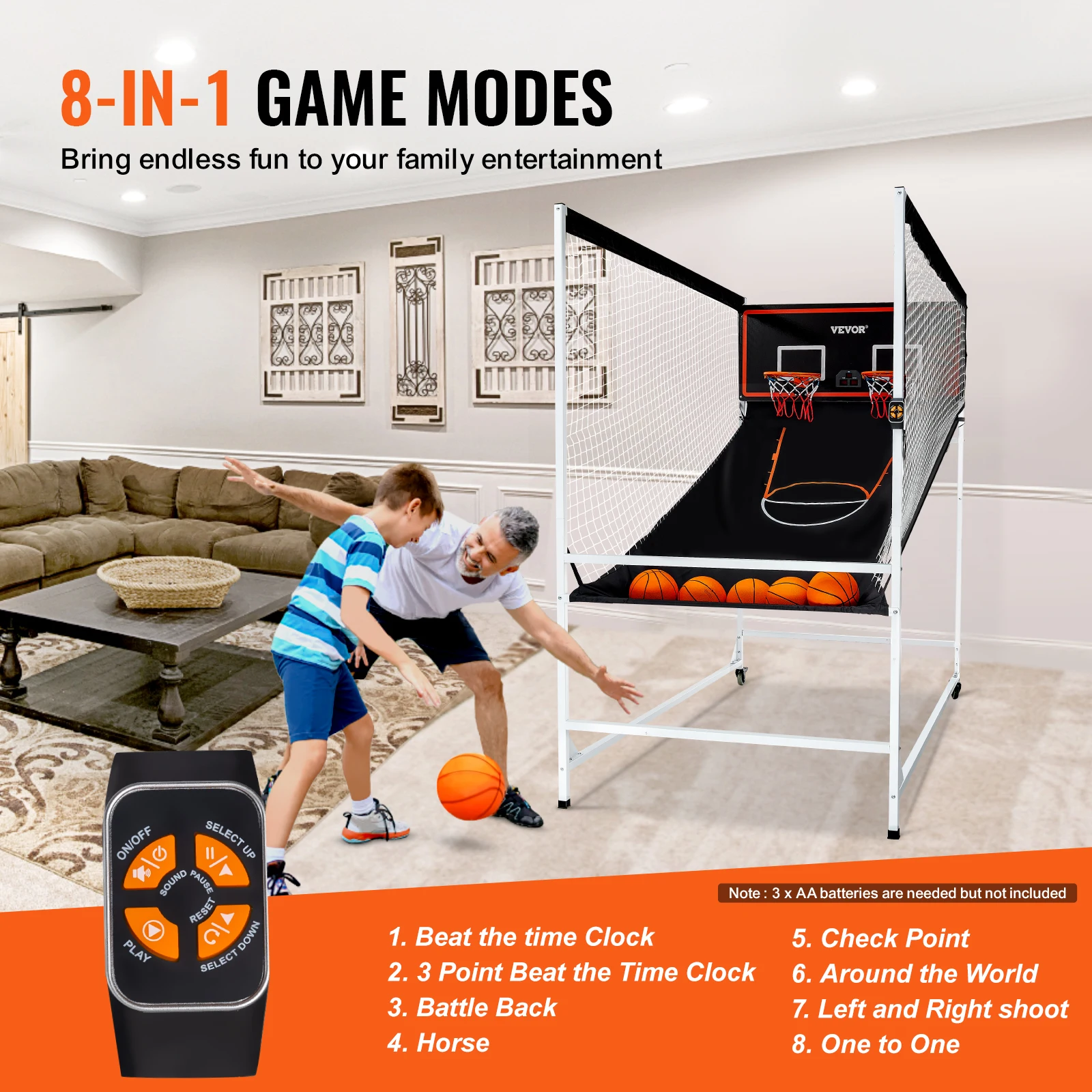 Indoor Basketball Game with Electronic Scoreboard for Kids and Adults
