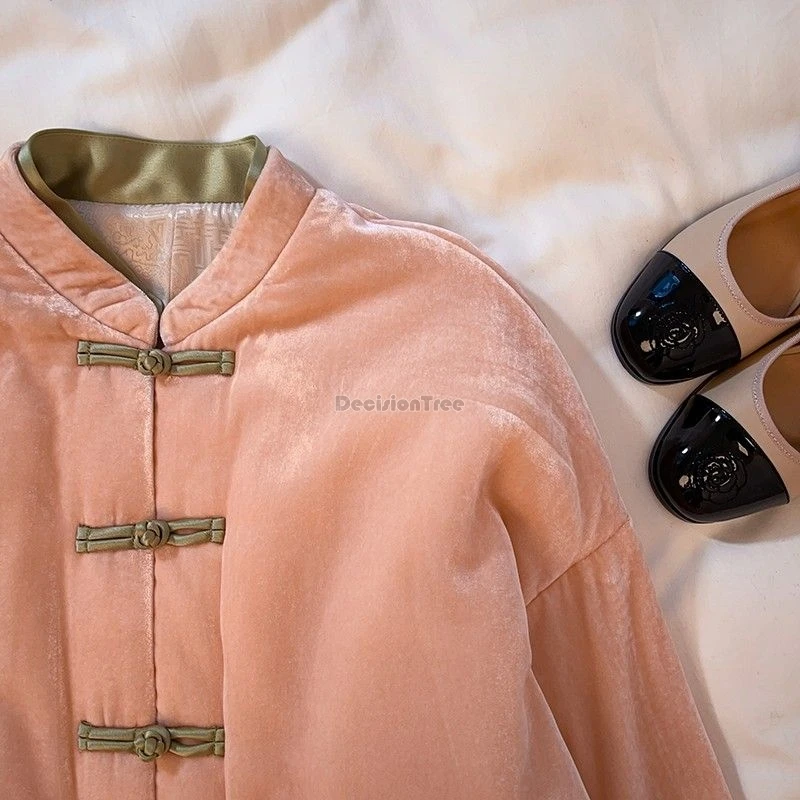 new chinese style cotton jacket thickened retro style buckle and improved tang suit standing collar jacket for winter b270