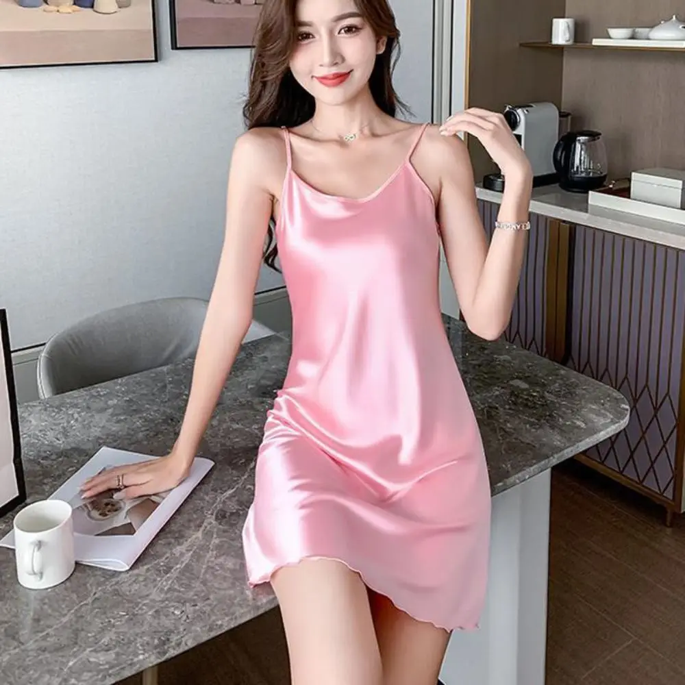 Elegant Women Sexy Satin Chemise Lingerie Ladies Sleepwear Nightdress Slip Nightwear Pajamas sleepwear lingerie silk nightdress