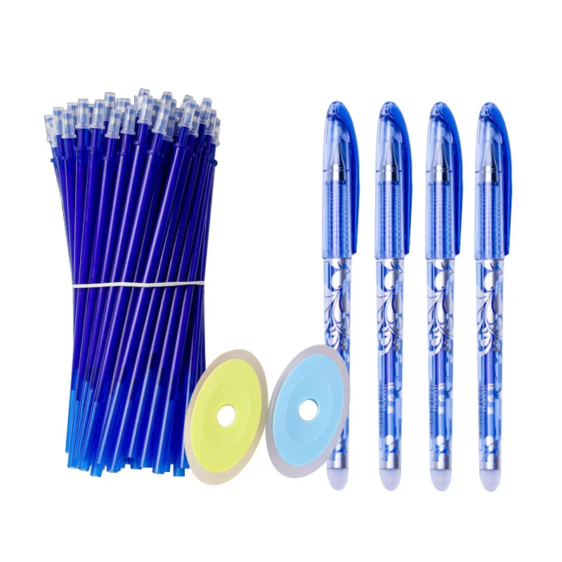 50+6Pcs Set Erasable Gel Pen Set Refills Rod 0.5mm Washable Handle Magic Erasable Pen for Office School Writing Stationery 13pcs lot erasable pen refill set washable handle 0 38mm blue black ink refill rod erasable pen for school office writing tool