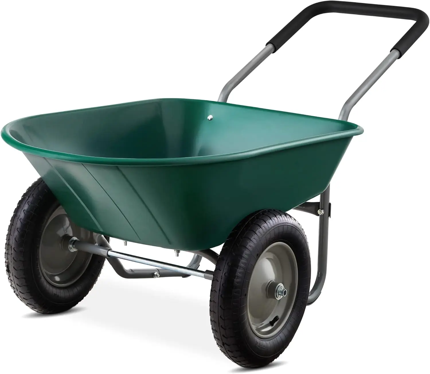 Best Choice Products Dual-Wheel Home Utility Yard Wheelbarrow Garden Cart w/Built-in Stand for Lawn, Gardening