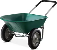 Best Choice Products Dual-Wheel Home Utility Yard Wheelbarrow Garden Cart w/Built-in Stand for Lawn, Gardening 1