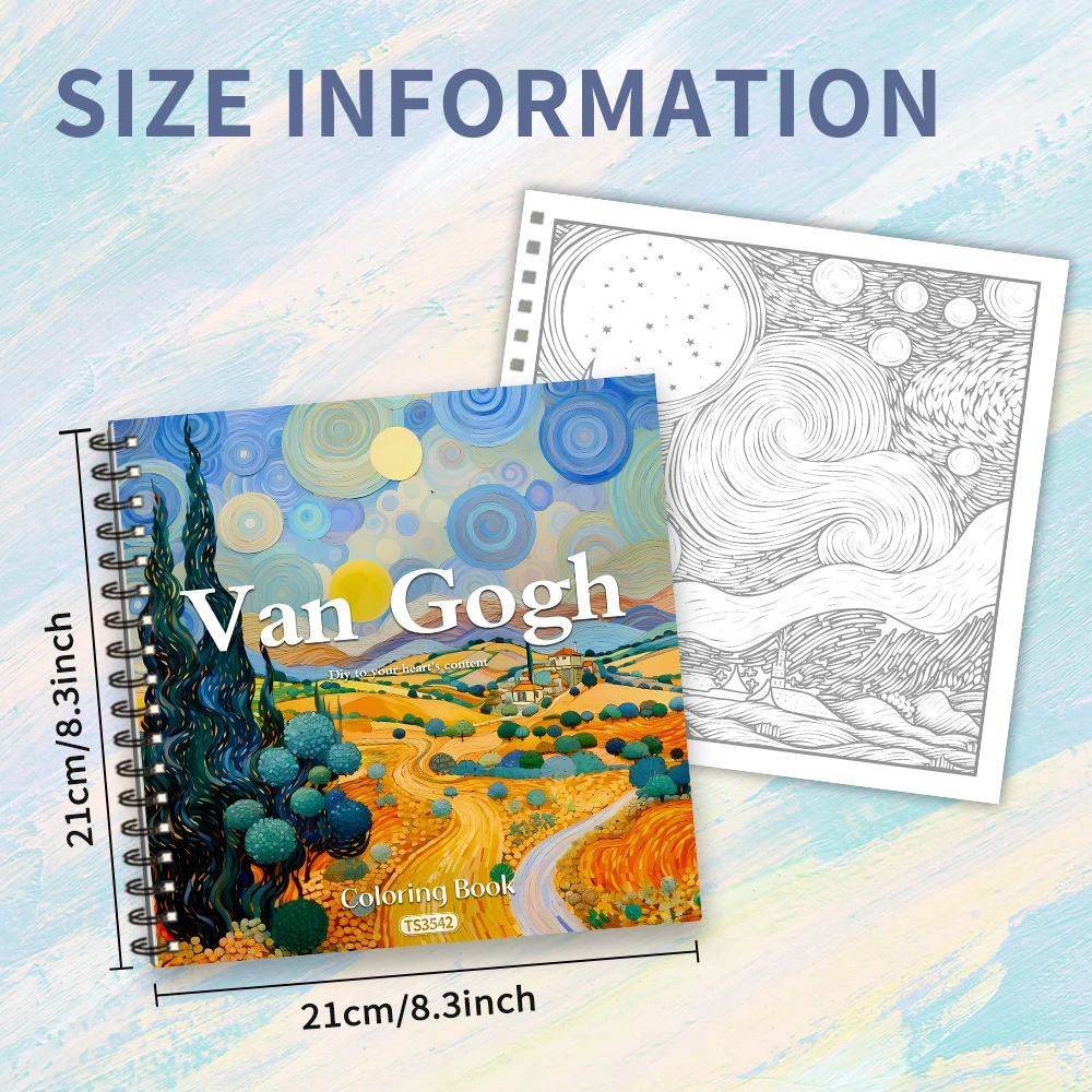 Van Gogh Colouring Book - 30 Sheet Adult Colouring Book, 100gsm8.3x 8.3 inch, Drawing Book, Birthday Gift, Holiday Party Gift 2