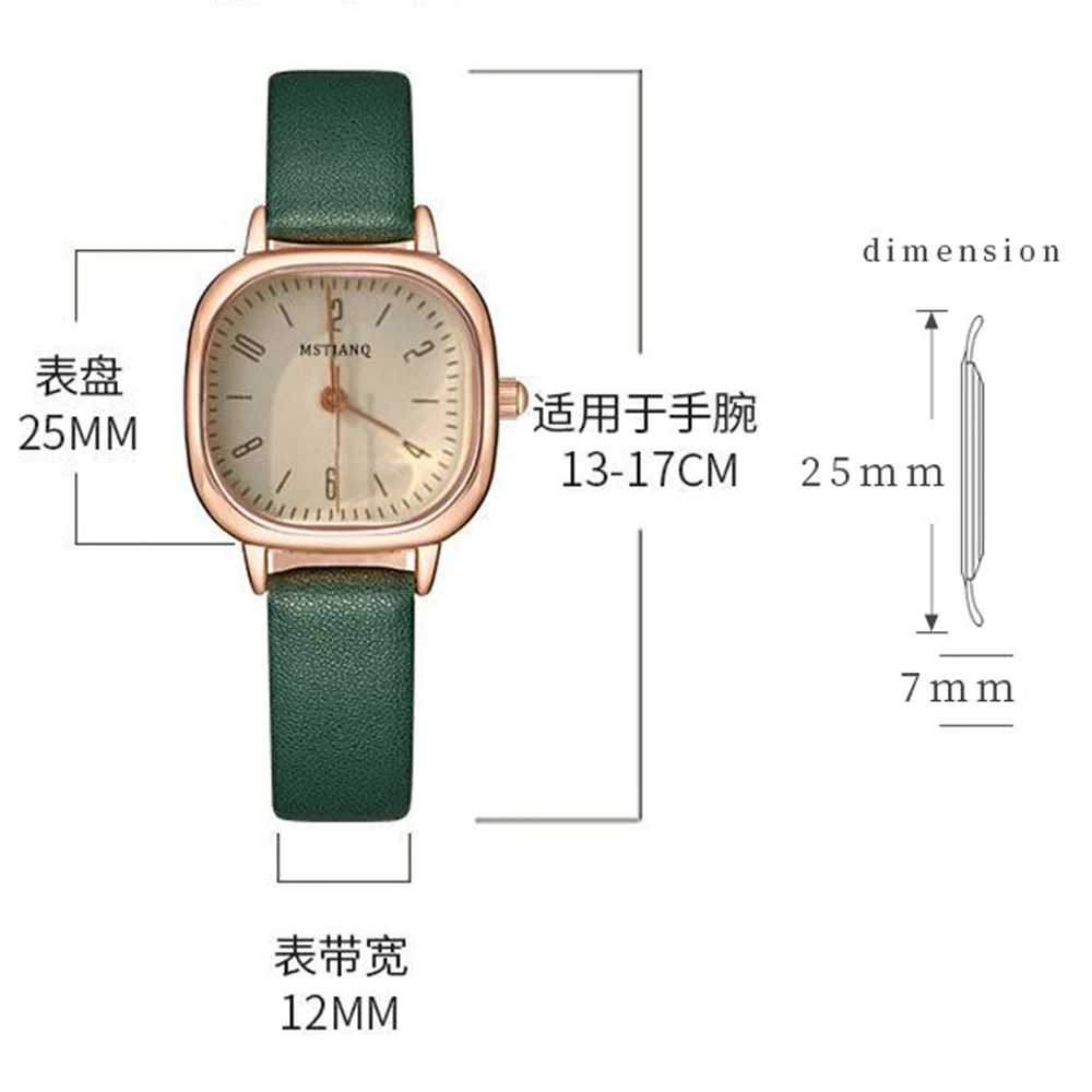 MAYZHISU Luxury Women's Watches Lady Round Ladies Bracelet Female Watch Leather Thin Retro Quartz Wristwatch for Women Girl Gift