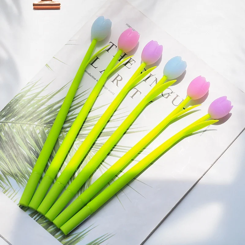 3 penne Gel + 20 ricariche penne Gel da 0.38mm Creative Plant Silicone Tulip Peach Signature Pens