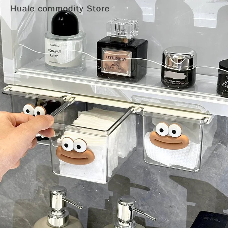 ארון מראה מתחת למגירה ארון אמבטיה שקוף פשוט ארון כותנה קוסמטיקה מדף אחסון תיבת