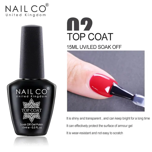 NAILCO 15ml Top Coat e Base Coat Art Design Gel Smalto per unghie UV Top Base Coat UV LED Soak Off Gel per la decorazione delle unghie Vernice 5