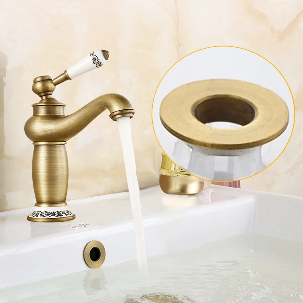 Sink Overflow Cover Bathroom Sink Overflow Cover Overflow Cover Black Silver Gold Vintage Bronze Brass Bathroom Basin Faucet Sink With Six-foot Ring Insert Replacement