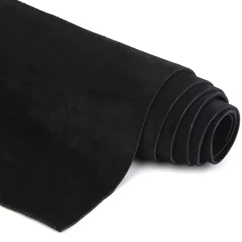 스웨이드 소가죽으로 만든 수제 DIY 가죽 소재, 신발과 가방 모두에 적합, 양면 검정 스플릿 스웨이드 가죽