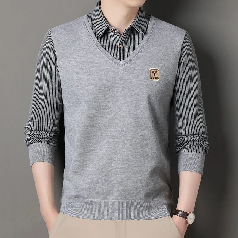 الذكور الصوف محبوك سترة الرجال البلوز الخريف الشتا...