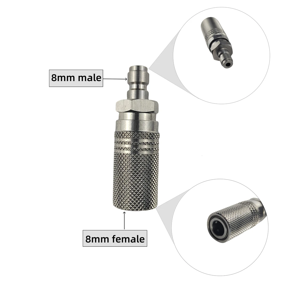 High Pressure Stainless steel Extended Charging Quick Release Adapter 8mm Fill Coupling Socket 2PCS/Lot