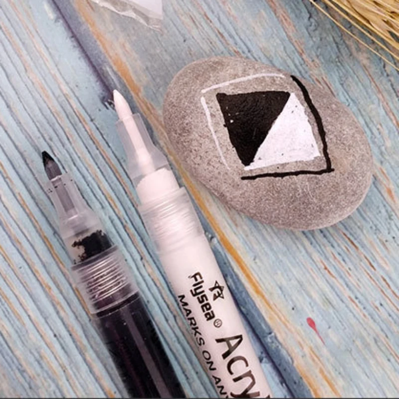 Black White Acrylic Pen Set 0.7mm Water-based Marker Student Painting Creation DIY Metal Stone Paint Pen Artist's Art Supplies marker pens paint marker pen art markers paint pen art marker pen