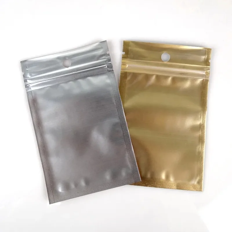 

Wholesale 14*20cm Golden / Clear Self Seal Zipper Plastic Retail Package Packaging Bag Ziplock Storage Bag Packing W/ Hang Hole