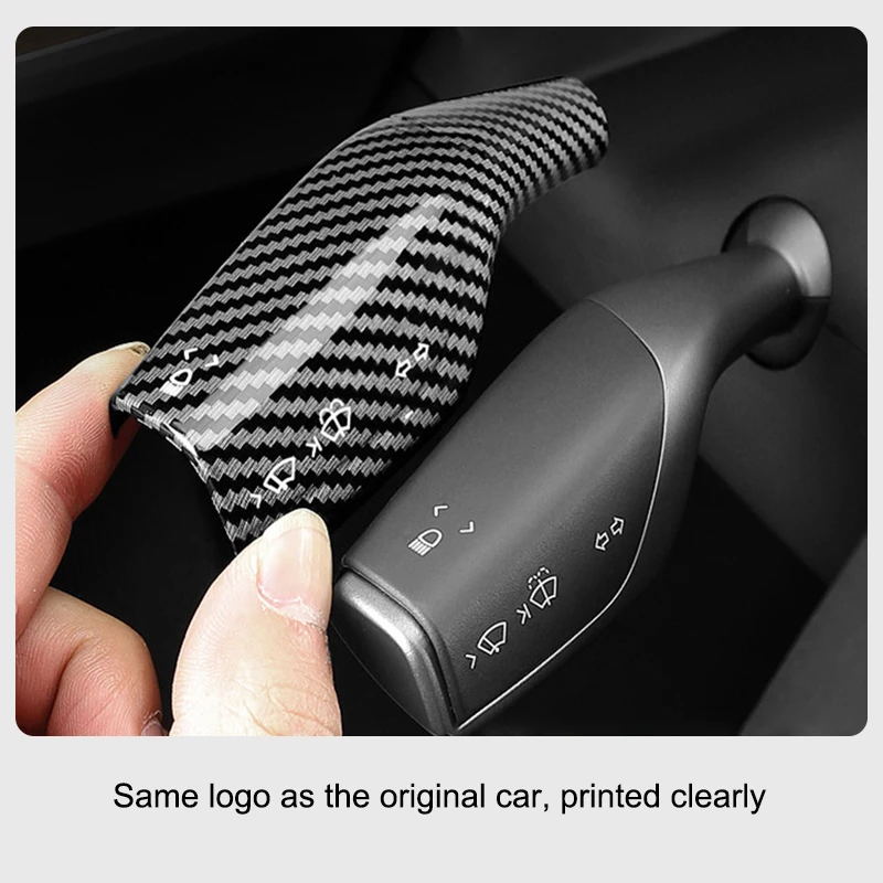 2PCS Carbon Fiber Shift Cover for Tesla Model 3/Y Steering Rod Handle Protector Shifter Housing Shift Knob Cover Accessories