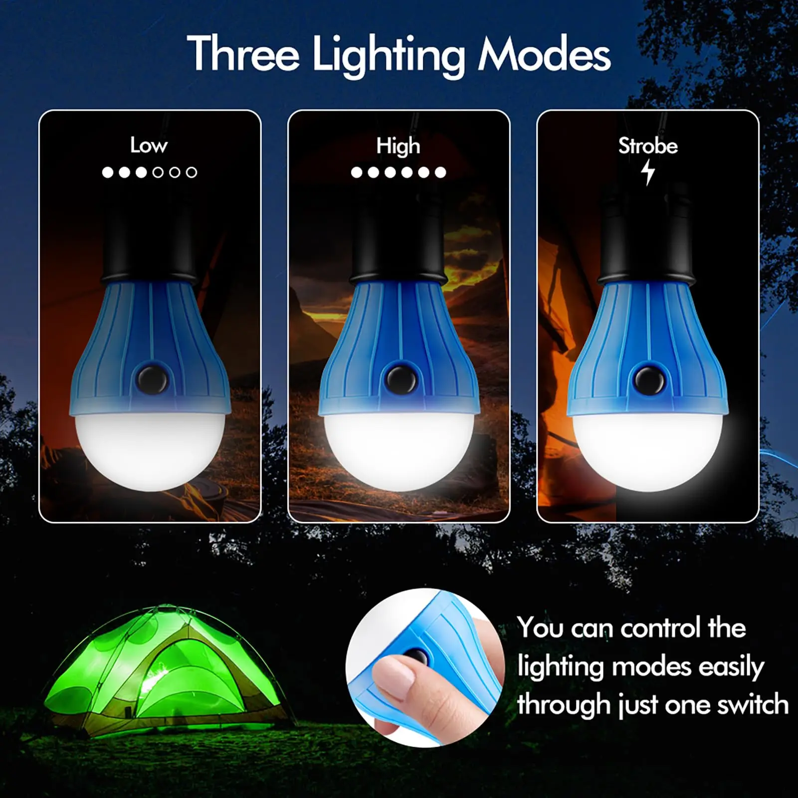 Camping Lantern Outdoor Portable LED Bulb Hanging Soft Light SOS Emergency Travel Lamp Use AAA Battery