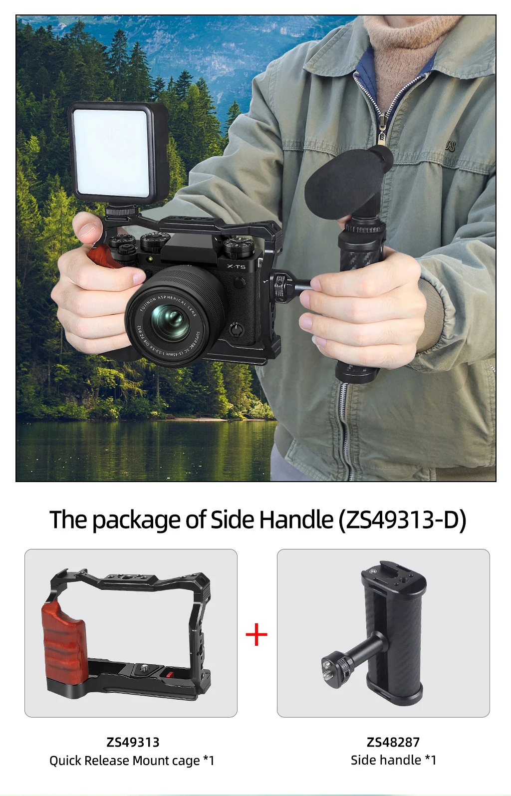 XT5 Käfig Rig Kamera Schutzhülle L-Form Griff Grip Quick Release Platte Halterung Vlog Stabilisator Verlängerung Kit Für Fuji X-T5 – Detail 27