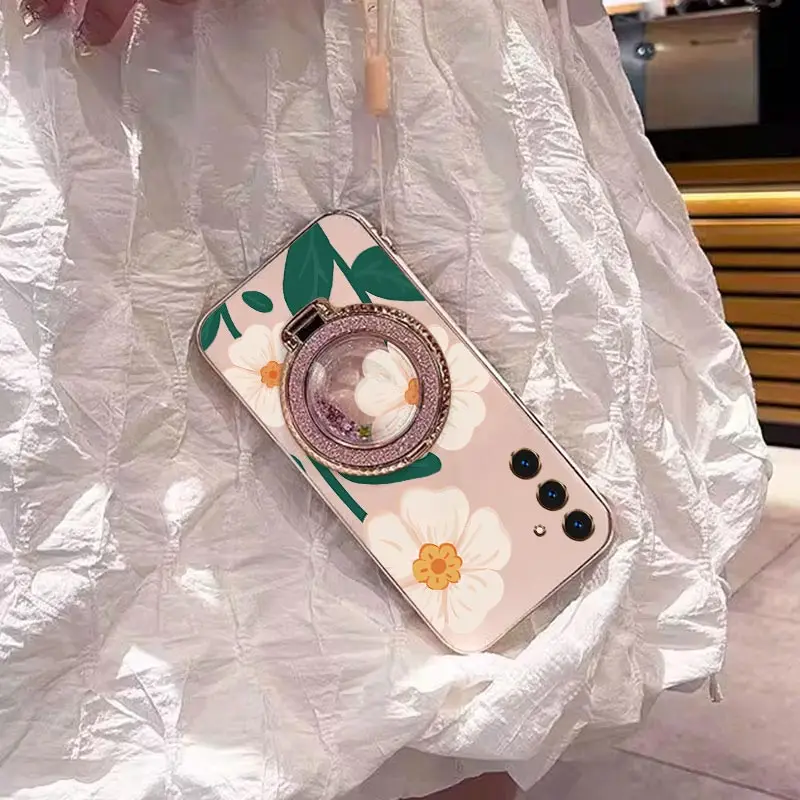 Elegant White Floral Plating Phone Case Cover