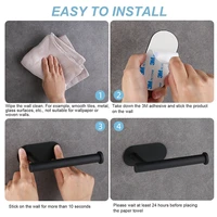 Wall Mount Toilet Towel Paper Holder Adhesive Black Silver Kitchen Roll Paper Stand Hanging Napkin Rack Bathroom Accessories WC 4