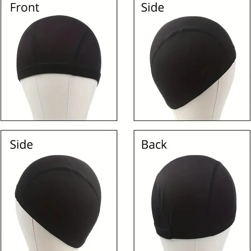 2 pieces package black dome wig cap with elastic band wig making stretchy dome wig caps 2