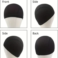 2 pieces package black dome wig cap with elastic band wig making stretchy dome wig caps 2