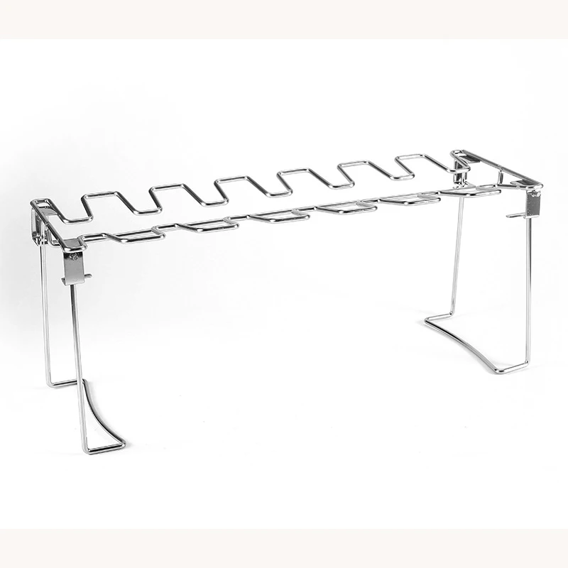 BBQ Beef Chicken Leg Wing Grill Rack 14 Slots Stainless Steel Barbecue Drumsticks Holder Oven Roaster Stand 1pc