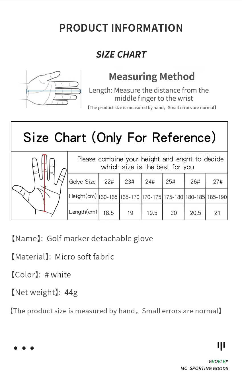 1pc Men's Golf Glove Micro Soft Fabric Breathable Golf Gloves With Magnetic  Marker Replaceable White Glove