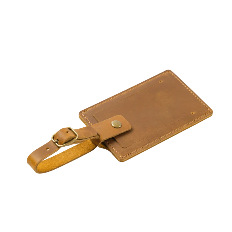 Vintage Leather Luggage Tag, Premium Full-Grain Leather Travel Tag, Creative Gift for Travelers, 11x7x5cm 40g