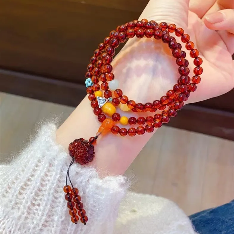 

Браслет-подвеска с натуральным красным янтарным кристаллом, 5,6 мм