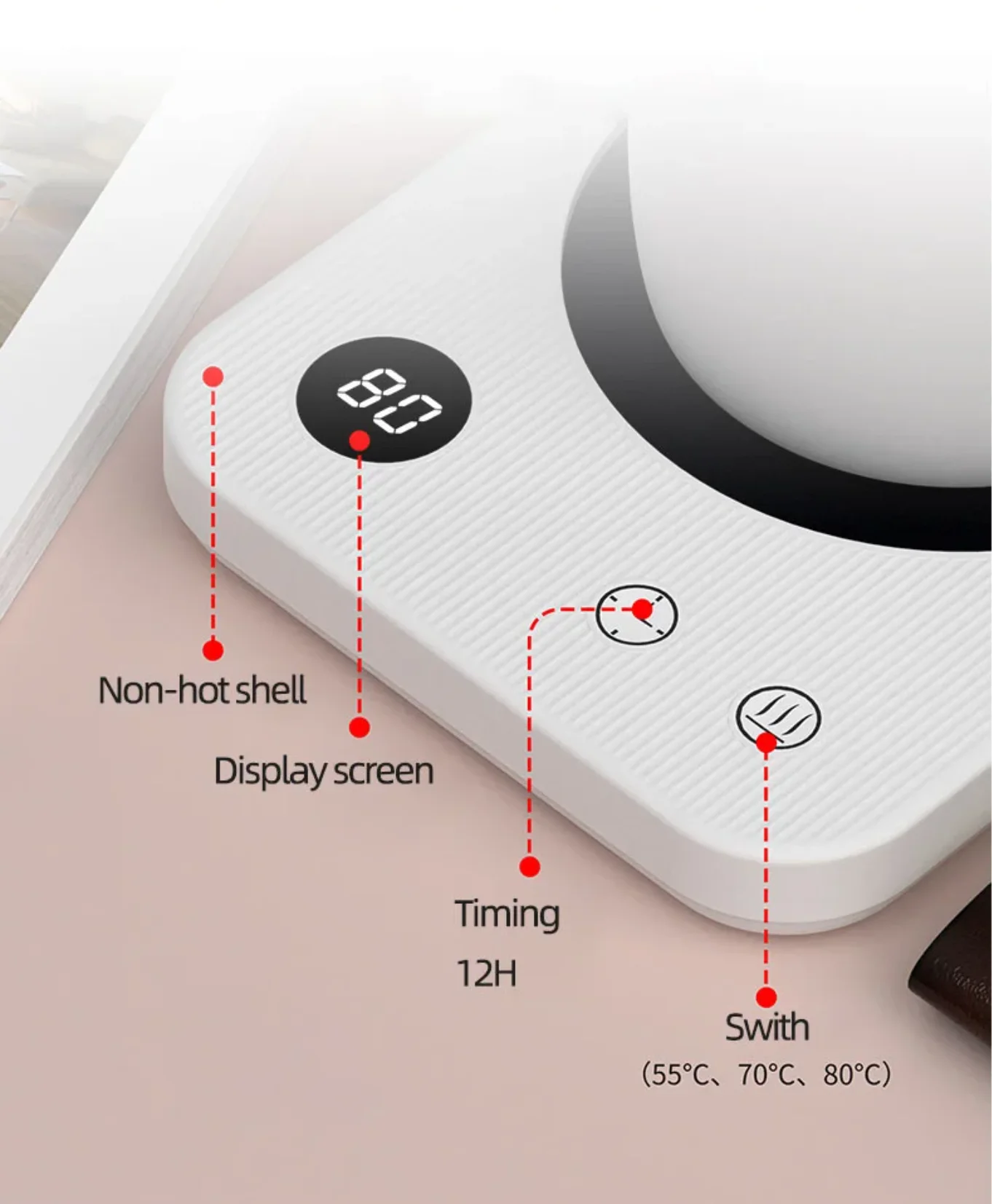 Description Picture 6 of item220V Coffee Mug Warmer Cup Heater 3 Gear Temperatures Beverage Cup Warmer Heating Coasters Plate Pad for Cocoa Tea Water Milk