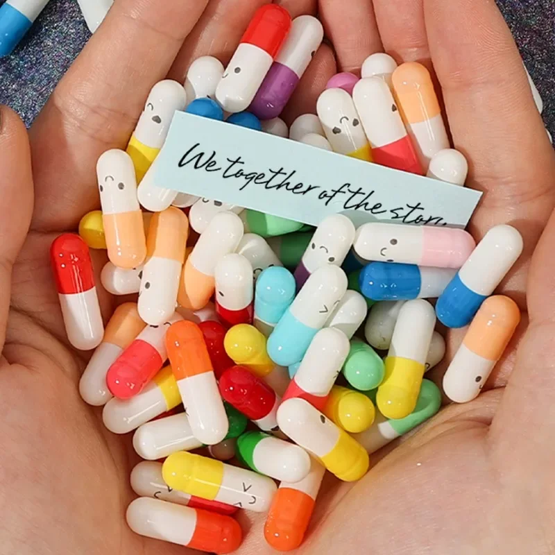 100pcs Message Capsules Love Letter Color Pill with Roll Paper Notes Wish Bottle DIY Pills Anniversary Party Valentine's Gift