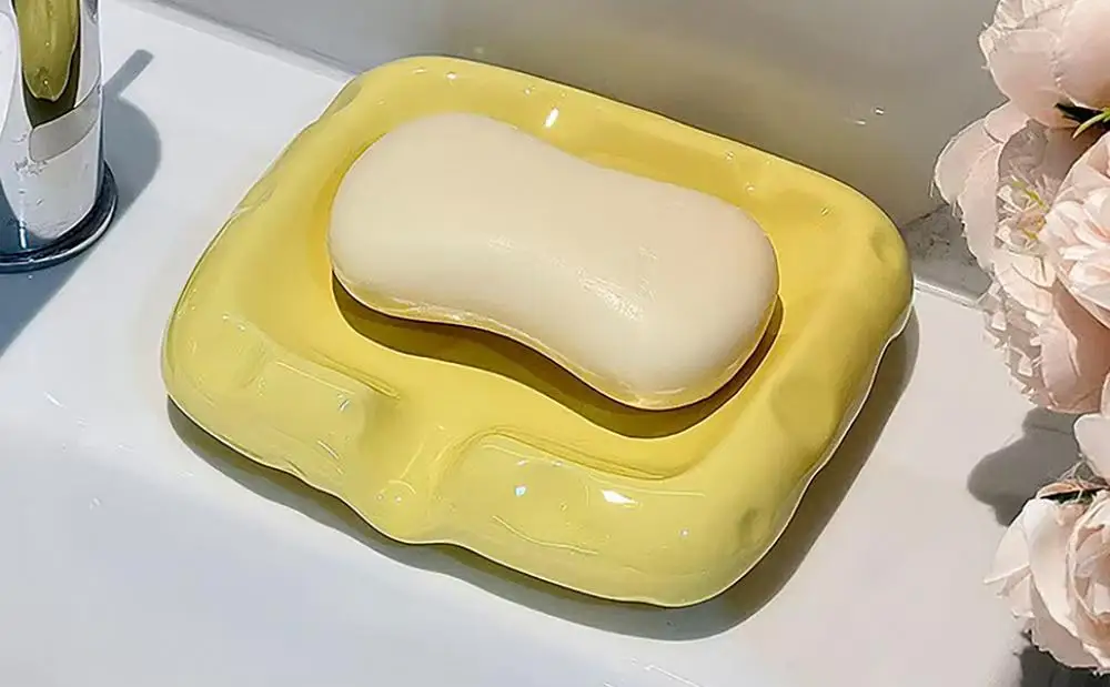 Description Picture 3 of itemCeramic Soap Holder Tray Self Draining Non-Slip Design Sea-Shell Cheese Shaple Multipurpose Storage Tray Bathroom Accessories