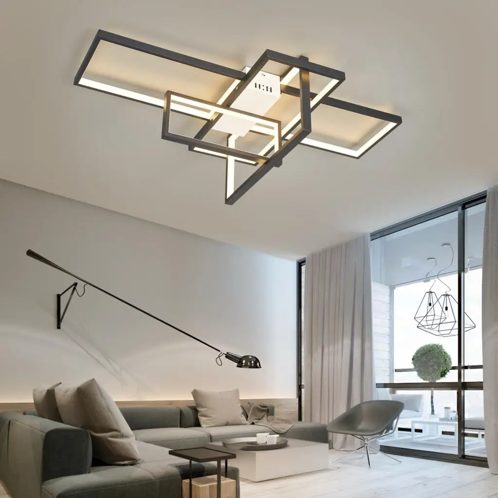

surface mount Led Chandelier Lihgts For Living Room Study room Bedroom Smart Home Alexa Modern Chandeliers fixtures Gold/Black
